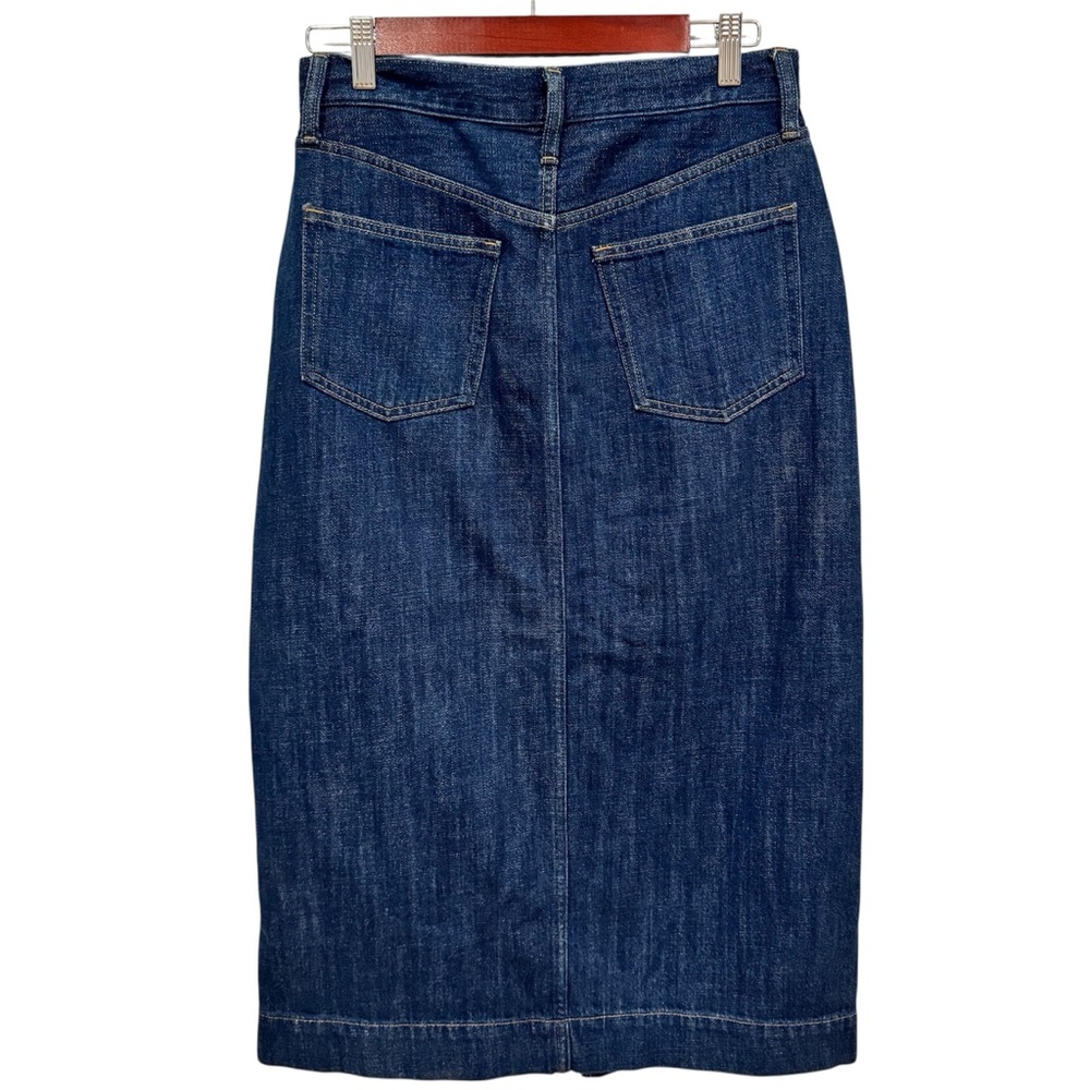 J Crew Denim Midi Skirt w/front slit Dark Wash SIze 27 - Picture 3 of 5